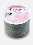 Лента бархатная, с золотым люрексом, 10 мм, 18±1 м, зелёная №165 - Фото 5