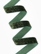 Лента бархатная, с золотым люрексом, 15 мм, 18±1 м, зелёная №165 - Фото 1