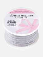 Лента бархатная, с серебряным люрексом, 6 мм, 18±1 м, серая №184 - фото 60820980