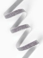 Лента бархатная, с серебряным люрексом, 10 мм, 18±1 м, серая №184 - Фото 2