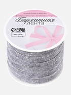 Лента бархатная, с серебряным люрексом, 10 мм, 18±1 м, серая №184 - Фото 4