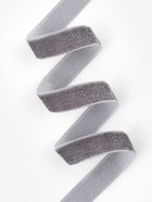 Лента бархатная, с серебряным люрексом, 15 мм, 18±1 м, серая №184 - Фото 2