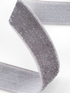 Лента бархатная, с серебряным люрексом, 15 мм, 18±1 м, серая №184 - Фото 3