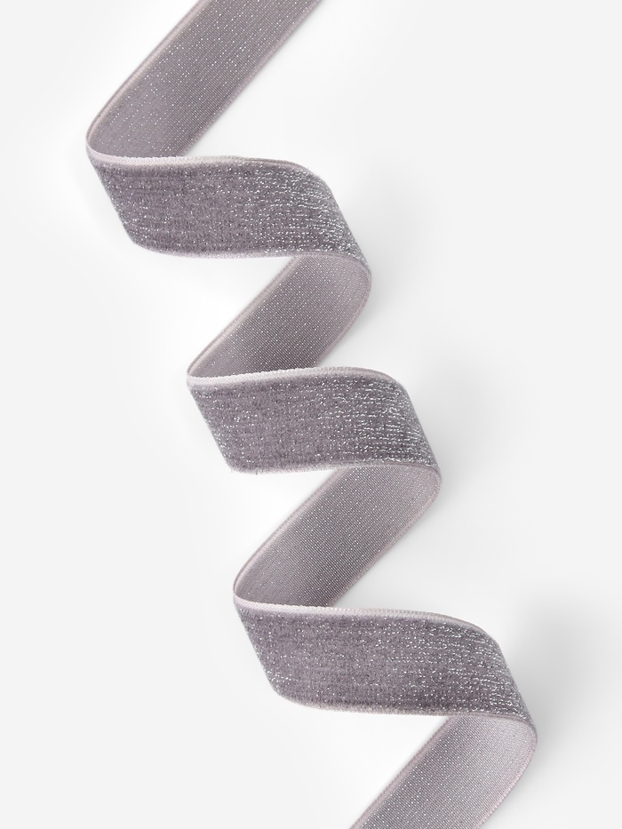 Лента бархатная, с серебряным люрексом, 20 мм, 18±1 м, серая №184