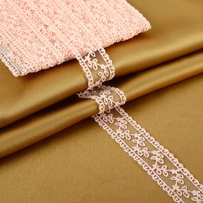 Кружево на сетке, 30 мм, 9±0.5 м, розовое