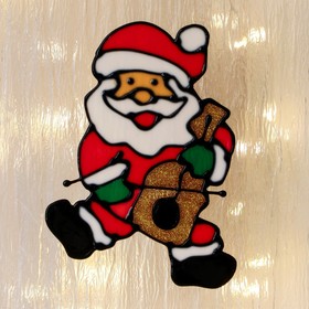 Наклейка на стекло 'Дед Мороз со скрипкой' 8х13 см