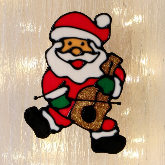 Наклейка на стекло "Дед Мороз со скрипкой" 8х13 см - Фото 1