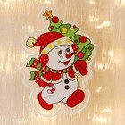 Наклейка на стекло "Снеговик с бежит с ёлкой" 10х14 см - фото 11111375