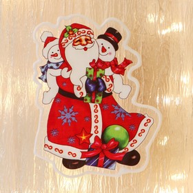 Наклейка на стекло "Дед Мороз со Снеговиками-малышами" 10х13 см