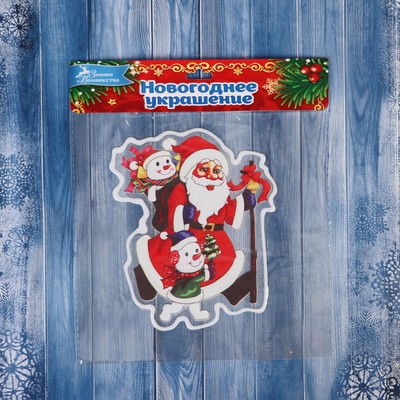 Наклейка на стекло «Дед Мороз со Снеговиками в наушниках», 11×15 см