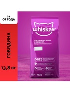 Сухой корм Whiskas для кошек, говядина паштет, подушечки, 13.8 кг - Фото 1