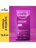 Сухой корм Whiskas для кошек, курица/индейка паштет, подушечки, 13.8 кг - Фото 1