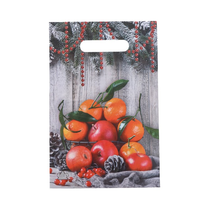 Пакет "Композиция с мандаринами", полиэтиленовый с вырубной ручкой, 20х30 см, 30 мкм - Фото 1