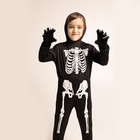Карнавальный набор «Жуткий скелетик»: комбинезон, перчатки, грим, р. 104–116 см - Фото 6