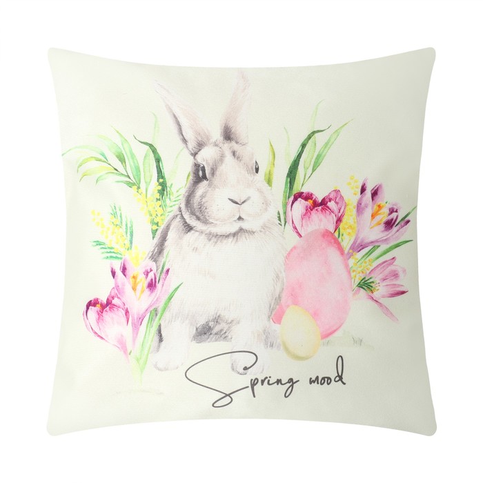 Наволочка декоративная Этель«Пасхальный кролик» 40×40 см, полиэстер, велюр - Фото 1