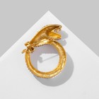 Брошь «Змея» кольцом, цвет чёрно-белый в матовом золоте - Фото 2