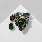 Брошь «Цветы» бутоны с подвеской, цветная в чернёном золоте - Фото 1