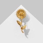 Брошь «Цветок» симпл с бусиной, цвет бело-морской в матовом золоте - фото 7457058