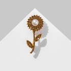 Брошь «Цветок» симпл с бусиной, цвет бело-коричневый в матовом золоте - Фото 1