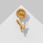Брошь «Цветок» симпл с бусиной, цветная в матовом золоте - фото 7457062