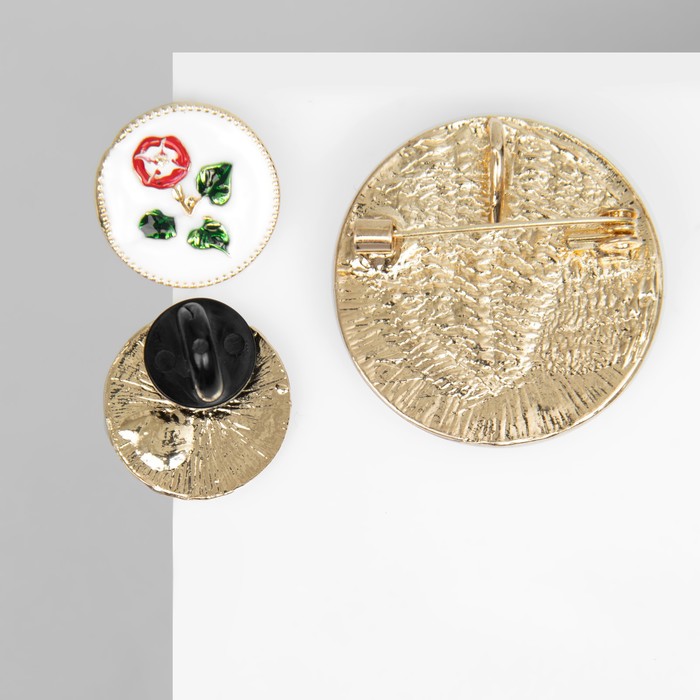 Набор 2 предмета: серьги, брошь-кулон «Винтаж», цветной в золоте - фото 1884325501