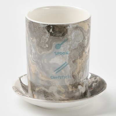 Подставка керамическая для столовых приборов «Вилка-ложка», 13.5×13.5×12.5 см