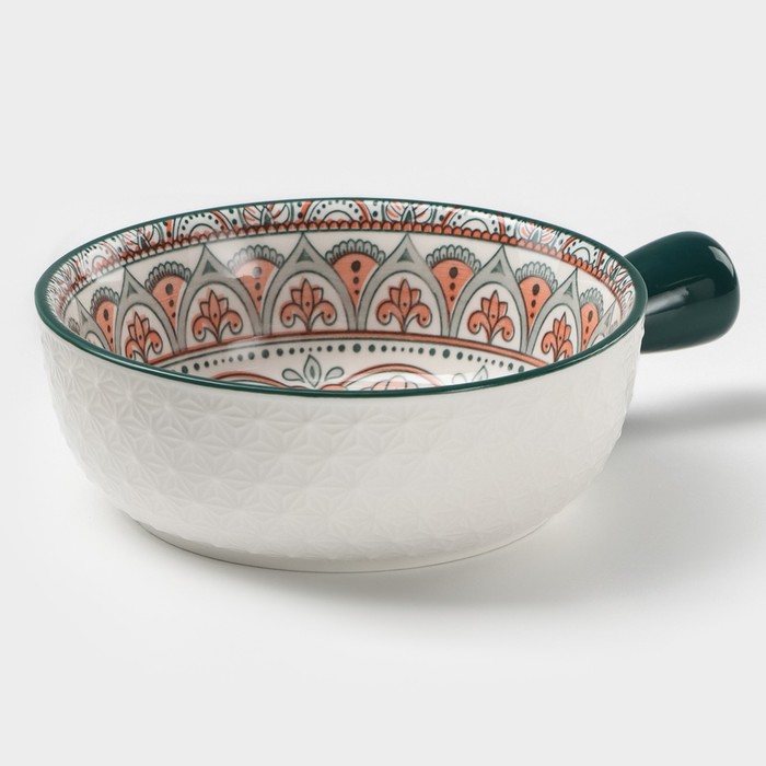 Кокотница керамическая «Цветы», 550 мл, цвет белый - Фото 1