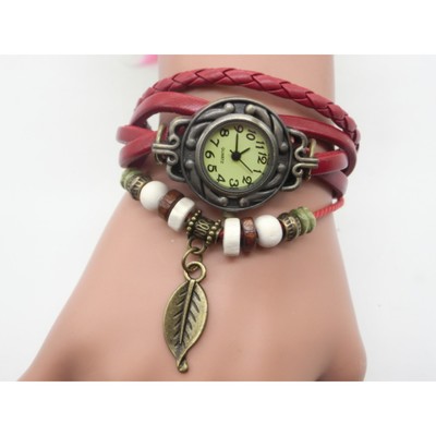 Часы наручные женские "Элиос", дискретный ход, ремешок 19.5 см, d-2.5 см, красные