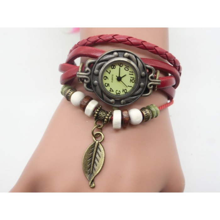 Часы наручные женские кварцевые "Элиос", дискретный ход, ремешок 19.5 см, d-2.5 см, красные   972470 - Фото 1