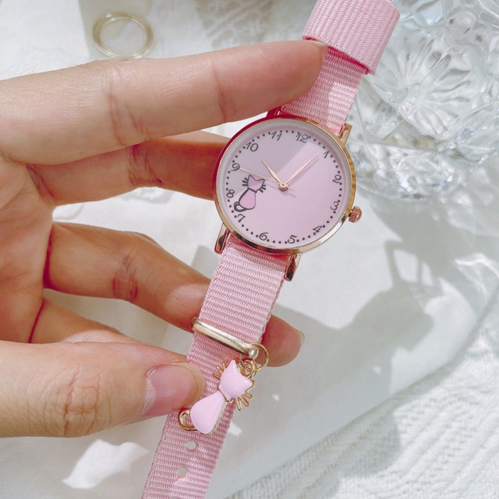 Часы наручные женские "Котенок", розовые