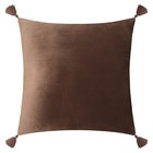 Чехол на подушку с кисточками Этель цвет кофе, 45х45 см, 100% п/э, велюр - фото 3087555