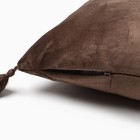 Наволочка декоративная с кисточками «Этель», 45×45 см, велюр, коричневая - Фото 3