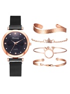 Женский подарочный набор Rinnady 5 в 1: наручные часы и 4 браслета, чёрный - Фото 4