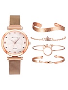 Женский подарочный набор Rinnady 5 в 1: наручные часы и 4 браслета, розовый - Фото 4
