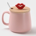 Кружка с ложкой «Миссис», 380 мл, керамика, розовая - Фото 5