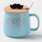 Кружка с ложкой «Мистер», 380 мл, керамика, голубая - Фото 3