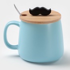 Кружка с ложкой «Мистер», 380 мл, керамика, голубая - Фото 6
