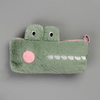 Пенал школьный мягкий "Крокодил", 20х8 см, плюш,зеленый - фото 3911526