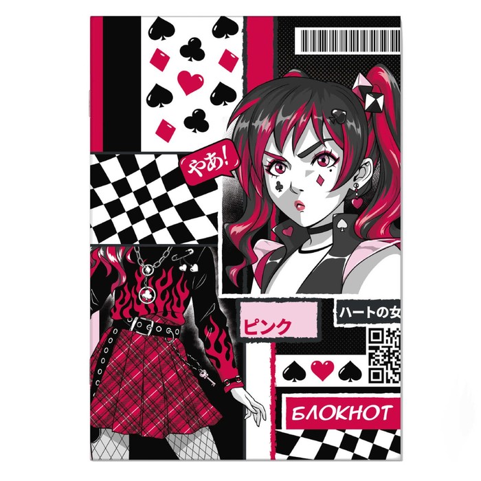Блокнот 120 х 170 мм, 40 листов "КАРТОЧНОЕ АНИМЕ", обложка мелованный картон, пленка софт-тач вельвет, дизайнерский блок, блок 65 г/м² - Фото 1