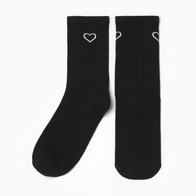 Носки женские "Сердце", цвет чёрный, размер 23-25