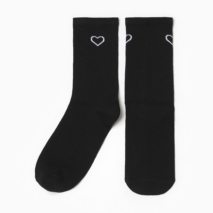 Носки женские "Сердце", цвет чёрный, размер 23-25 - Фото 1