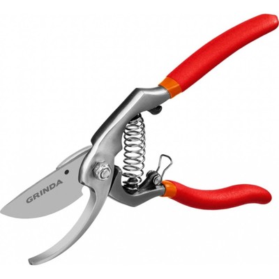 Секатор плоскостной, 8.2" (21 см), с коваными ручками, GRINDA