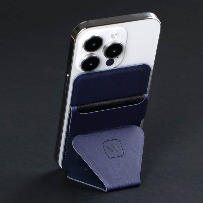 Магнитный кошелёк-подставка Windigo, поддержка Magsafe, для iPhone 12/13/14/15, космический синий - фото 51466203