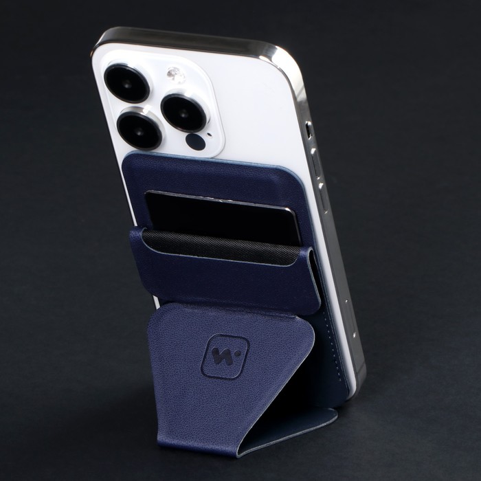 Магнитный кошелёк-подставка Windigo, поддержка Magsafe, для iPhone 12/13/14/15, космический синий - фото 51466206