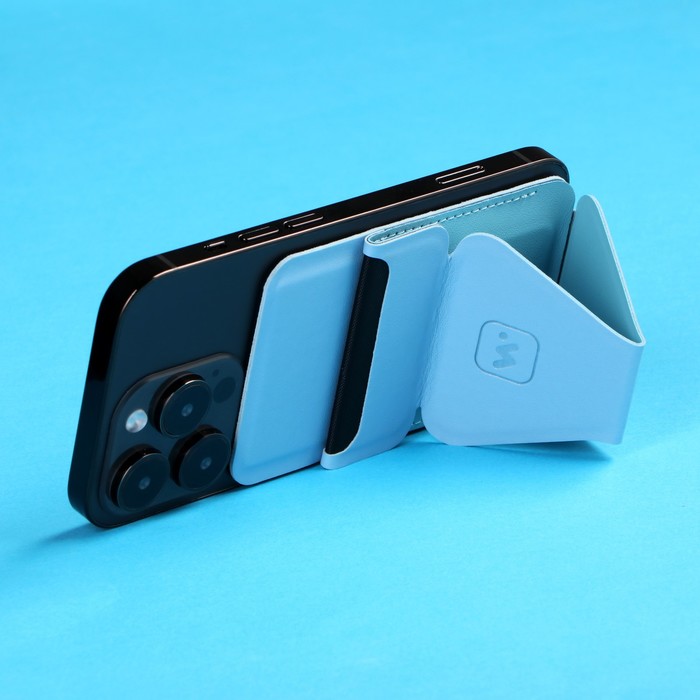 Магнитный кошелёк-подставка Windigo, поддержка Magsafe, для iPhone 12/13/14/15, небесный голубой - фото 51466216