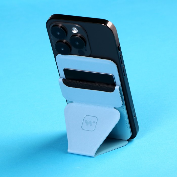 Магнитный кошелёк-подставка Windigo, поддержка Magsafe, для iPhone 12/13/14/15, небесный голубой - фото 51466218