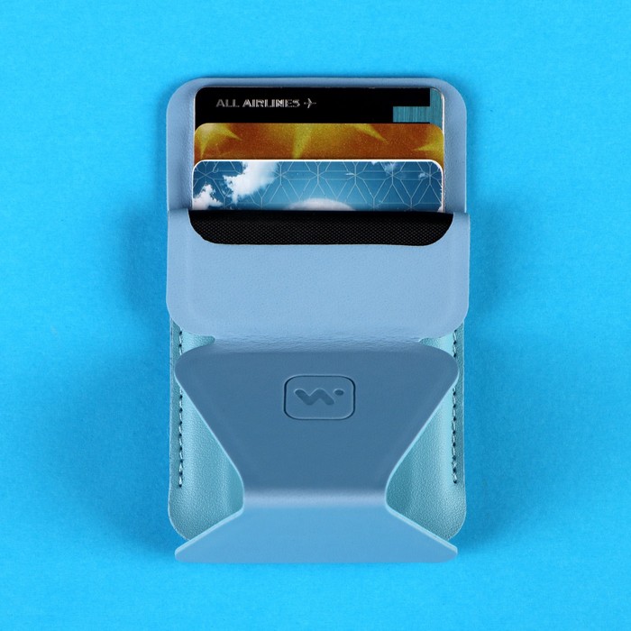 Магнитный кошелёк-подставка Windigo, поддержка Magsafe, для iPhone 12/13/14/15, небесный голубой - фото 51466220