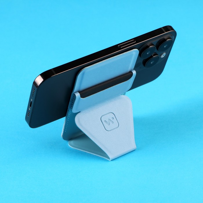 Магнитный кошелёк-подставка Windigo, поддержка Magsafe, для iPhone 12/13/14/15, небесный голубой - фото 51466217
