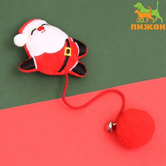 Игрушка-дразнилка для кошек "Дед мороз", с бубенчиком - Фото 1