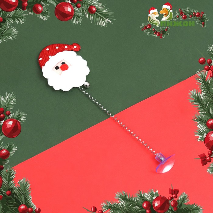 Дразнилка для кошек новогодняя «Дед мороз» на присоске, 24 см - Фото 1